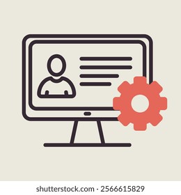 User customize settings on monitor vector icon. User interface customization, programming. Concept of creating, setting personal pages and repairing.