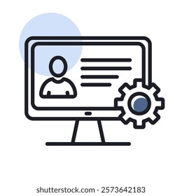 User customize settings on monitor vector icon. User interface customization, programming. Concept of creating, setting personal pages and repairing.