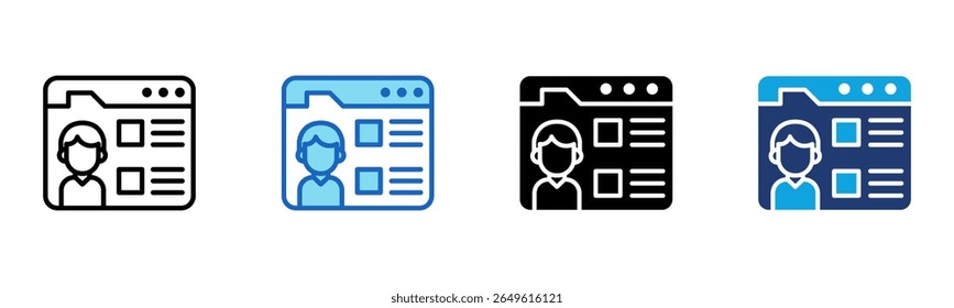Ícone do Painel de controle do usuário Ilustração de vetor de vários estilos