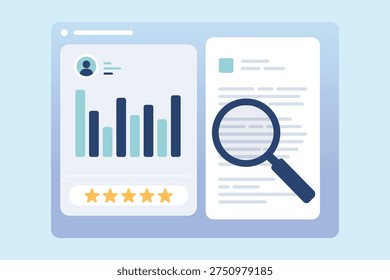 User Data Analysis and Profile Evaluation Dashboard – Business Analytics, Performance Metrics and Research Concept Vector Illustration