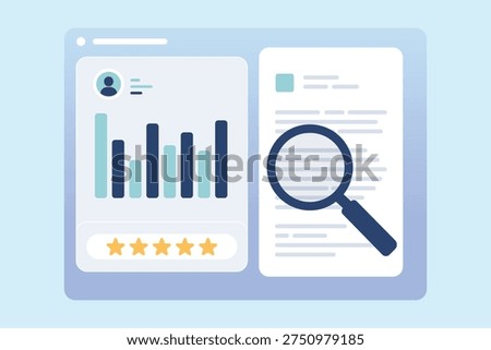 User Data Analysis and Profile Evaluation Dashboard – Business Analytics, Performance Metrics and Research Concept Vector Illustration