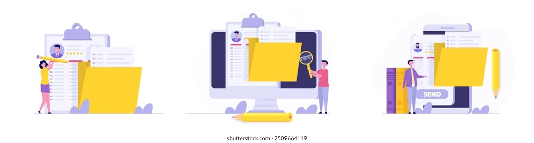 Conceito de arquivamento de dados e usuário. Ilustração vetorial.