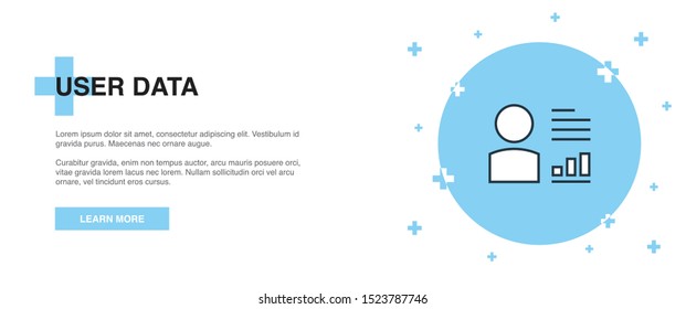 user data icon, banner outline template concept. user data line illustration