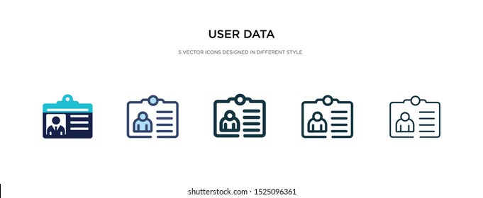 user data icon in different style vector illustration. two colored and black user data vector icons designed in filled, outline, line and stroke style can be used for web, mobile, ui