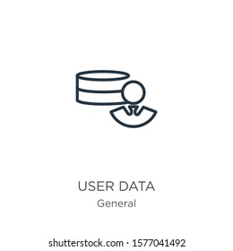 User data icon. Thin linear user data outline icon isolated on white background from general collection. Line vector sign, symbol for web and mobile