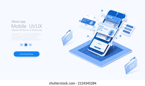 User data, marketing research tool. Activity rating system. Set rating star. Verification of user data.  Feedback form of the client. Data transmission and protection. Isometric vector illustration
