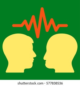 User Dialog Signal vector icon. Flat bicolor orange and yellow symbol. Pictogram is isolated on a green background. Designed for web and software interfaces.