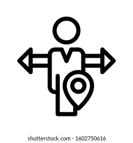 user direction vector thin line icon 