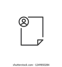 User document file outline icon. linear style sign for mobile concept and web design. Personal folder simple line vector icon. Symbol, logo illustration. Pixel perfect vector graphics