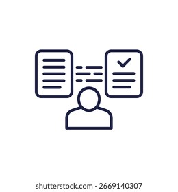 user documents line icon on white