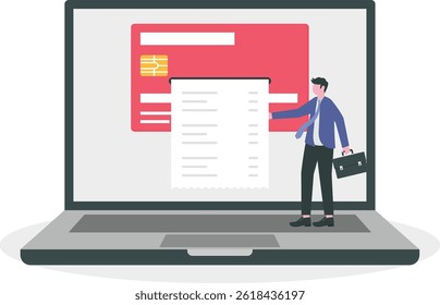 user doing online payment from home, Paying bill online vector, Online Money Transaction Concept, Payment on internet illustration

