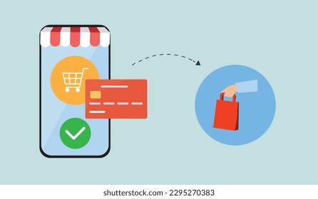 User doing online shopping with a smartphone and receiving a delivery