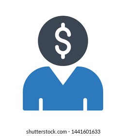 user dollar glyph color vector icon