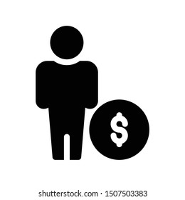 user dollar glyph flat vector icon