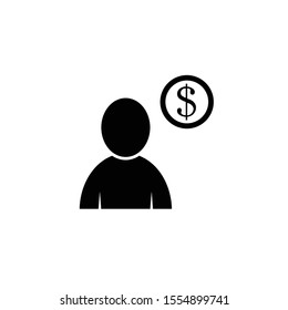 user dollar glyph flat vector icon