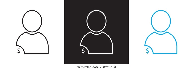 User with Dollar Icon. Design for websites, mobile interfaces, presentations, and visual branding. Vector illustration. isolated on white and black background. EPS 10