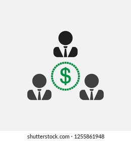 User Dollar Money vector flat pictograph line icon stock design illustration