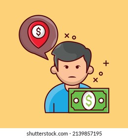 user dollar Vector illustration on a transparent background.Premium quality symmbols. vector line flat  icon for concept and graphic design.