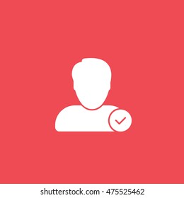  User Done Add Flat Icon On Red Background