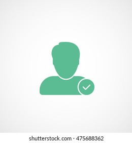 User Done Add Green Flat Icon On White Background