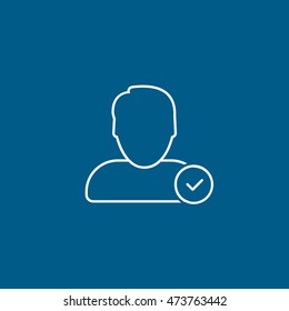 User Done OK Line Icon On Blue Background
