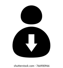 User with Down Arrow Icon Illustration