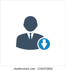 Icono de descarga de usuario (ilustración vectorial)