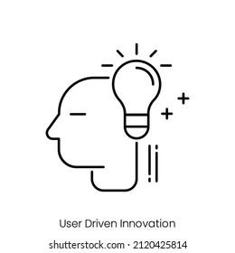 user driven innovation icon. Outline style icon design isolated on white background
