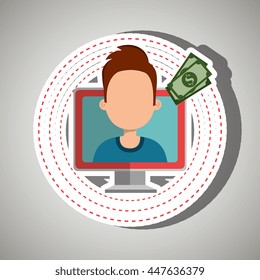 user e-commerce computer isolated icon design, vector illustration  graphic 