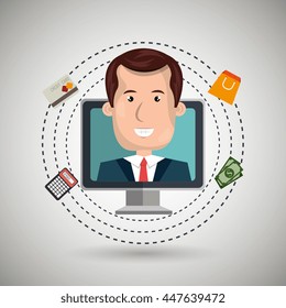 user e-commerce computer isolated icon design, vector illustration  graphic 