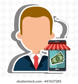 User ecommerce smartphone isolated icon design, vector illustration  graphic 