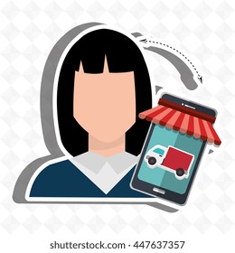 User ecommerce smartphone isolated icon design, vector illustration  graphic 