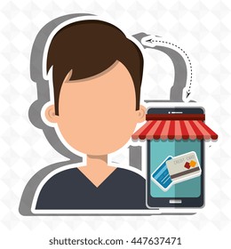 User ecommerce smartphone isolated icon design, vector illustration  graphic 