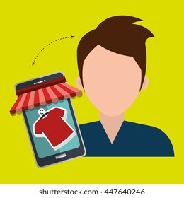 User ecommerce smartphone isolated icon design, vector illustration  graphic 
