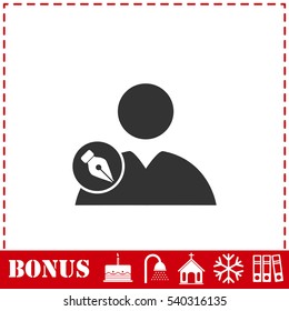 User edit icon flat. Simple vector symbol and bonus icon
