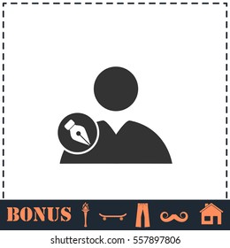 User edit icon flat. Simple vector symbol and bonus icon