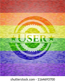 User emblem on mosaic background with the colors of the LGBT flag