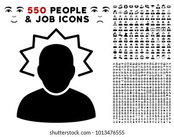 User Emergency icon with 550 bonus pitiful and happy person images. Vector illustration style is flat black iconic symbols.