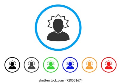 User Emergency rounded icon. Style is a flat user emergency gray symbol inside light blue circle with black, gray, green, blue, red, orange versions. Vector designed for web and software interfaces.