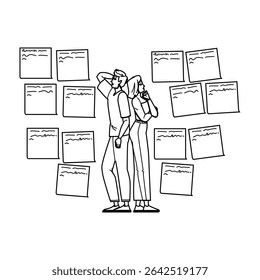 user empathy map website vector. experience research, persona journey, emotions needs user empathy map website character. people black line pencil drawing illustration