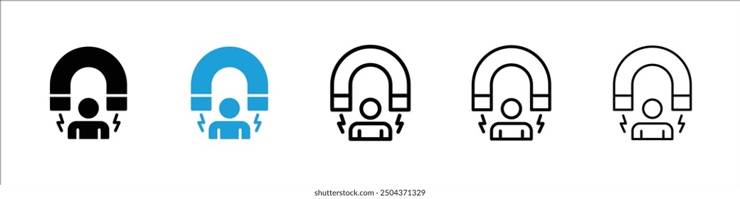 User engagement icon in black and blue colors