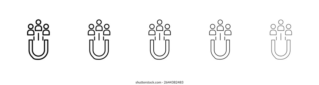 Conjunto de gráficos de icono de participación del usuario. estilo de línea de trazo de moda
