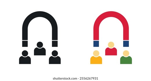 User engagement icon set in black and colored versions.