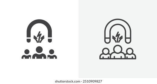 User engagement icon in solid and outlined style