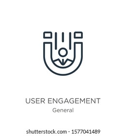 User engagement icon. Thin linear user engagement outline icon isolated on white background from general collection. Line vector sign, symbol for web and mobile