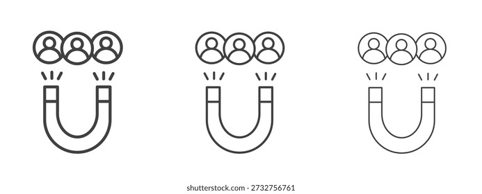 Gráficos de Vector de icono de participación de usuario. Iconos de líneas delgadas negras