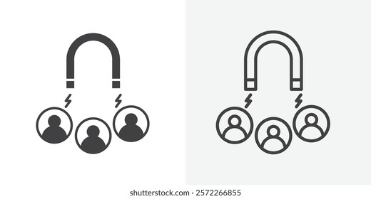 User engagement icons. flat and line style set