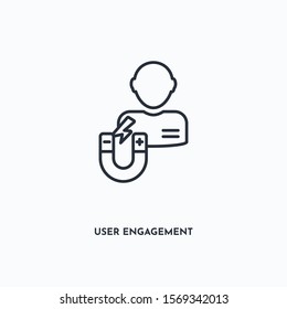 User Engagement outline icon. Simple linear element illustration. Isolated line User Engagement icon on white background. Thin stroke sign can be used for web, mobile and UI.