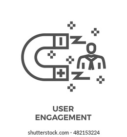 User Engagement Thin Line Vector Icon Isolated On The White Background.