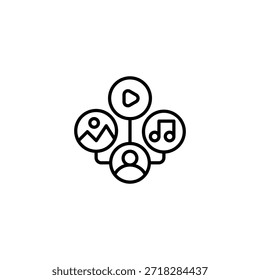 Interacción del usuario con el icono de contorno de contenido multimedia